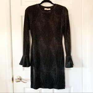 MICHAEL KORS Metalllic Bell-sleeve Dress Size S